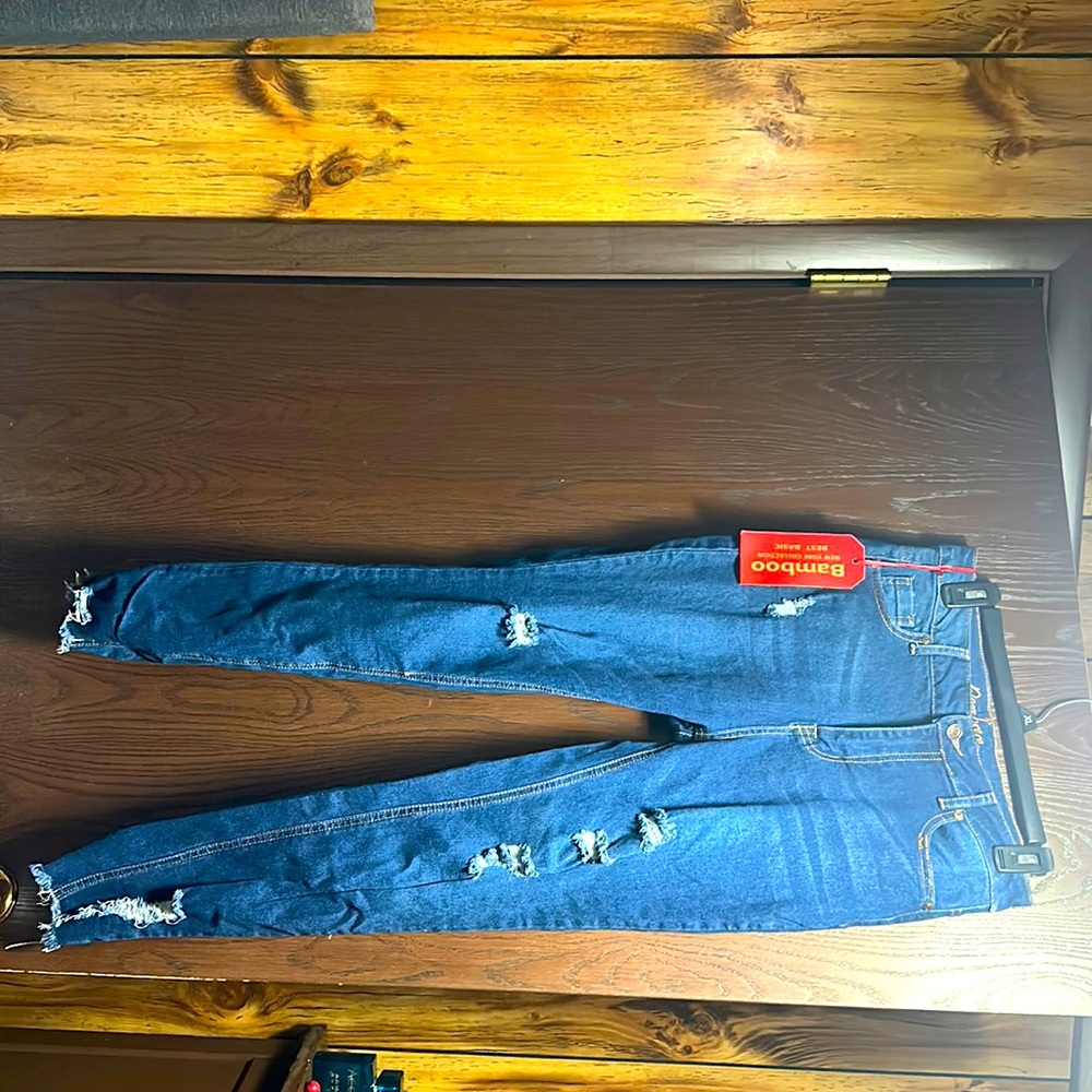 Dark wash ripped jeans
